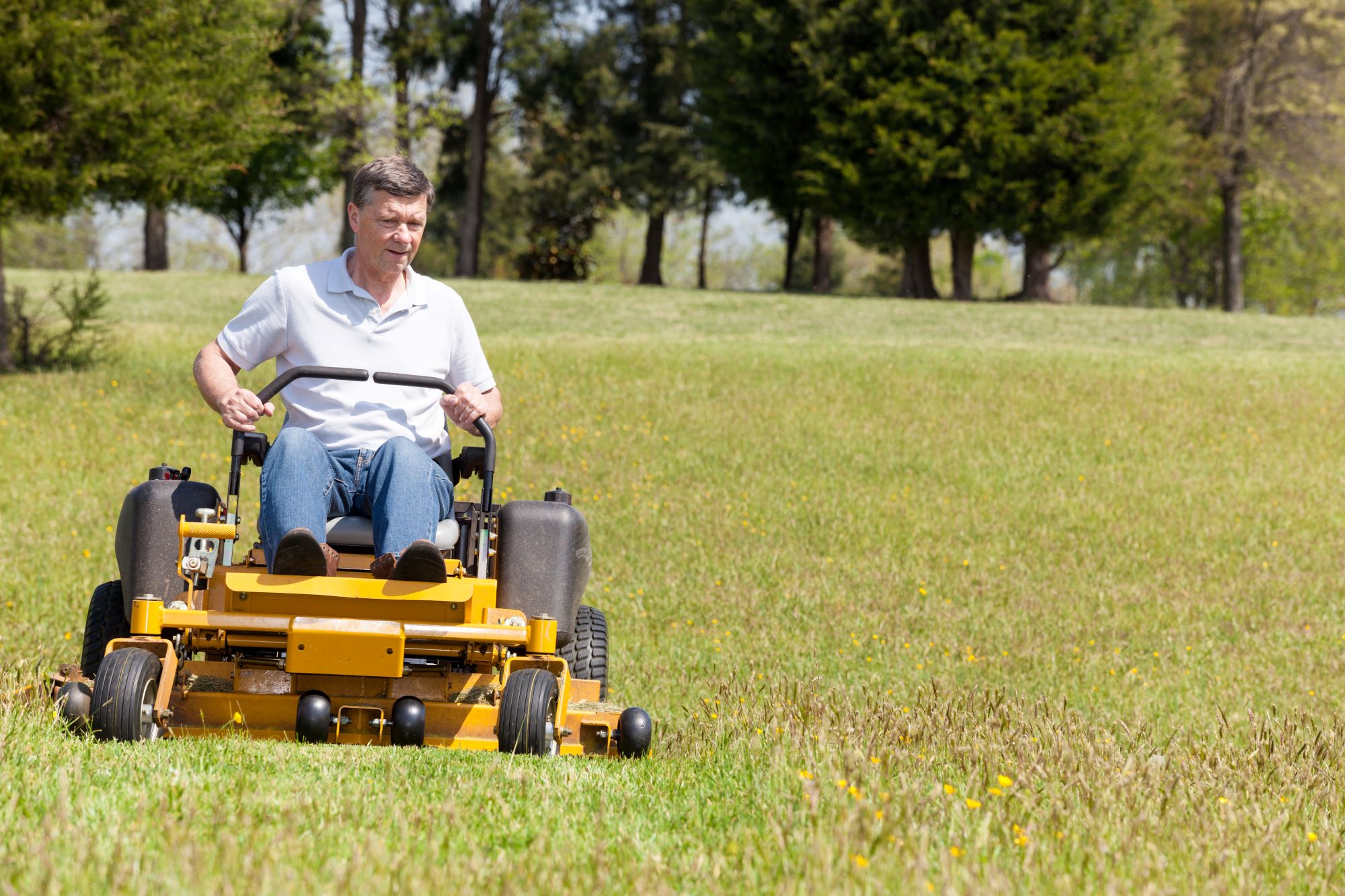 man on zero turn mower